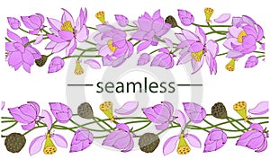 ÃÅ¸ÃÂµÃâ¡ÃÂ°ÃâÃÅPink Lotus flowers and buds seamless brush photo